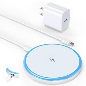 Quzudn 746407216674 Magnetic Wireless Charger 15w With 20w Adapter And 6ft Cable 1 Pack White
