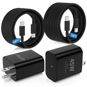 Dp-01bk Qzvoo 45w Usb C Fast Charger For Iphone 16/16 Pro Max/15/15 Max 2-pack 10ft Typ