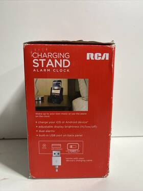 Rcd215z Rca Charging Stand Dual Alarm Clock Ios Android Devices Usb New