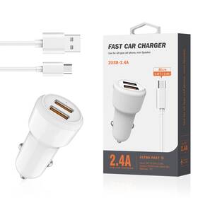 Reiko 885249921152 Micro Portable Car Charger With Built In 3 Ft Cable White
