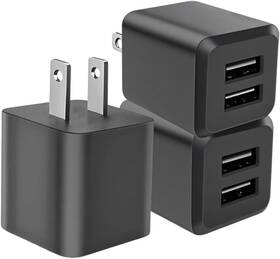 Rekna 762316957248 3-pack Usb Wall Charger Dual Port Cube Power Adapter Black