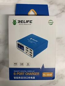 Rl-304p Relife Smart 6-port Usb Digital Display Charger For All Mobile Phones