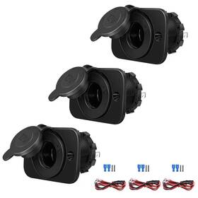 Riseuvo 192687759965 3-pack Cigarette Lighter Socket 12v Power Outlet Receptacle For Car Marine M
