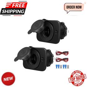 Riseuvo 711181915556 2-pack Cigarette Lighter Socket 12v Power Outlet Receptacle For Car Marine Moto