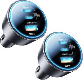 Sd-033 Roadress Usb C Car Charger 2pack 3-port 200w Dual Usb-c And Usb-a Phone Black