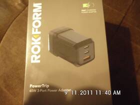 338301 Rokform Powertrip 65w 3-port Power Adapter Fast Charge Compact Usb-c Usb-a Pro