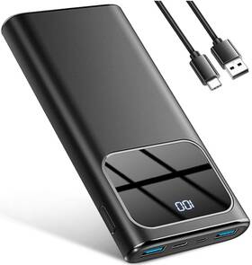 Dy-201 Rolosar Portable Charger 10000mah Power Bank With Pd 15w Fast Charging Usb C Black