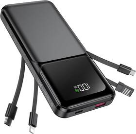 22.5w Ronegn Pa100 Portable Charger With Built In Cable - Fast Charging 20000mah Black