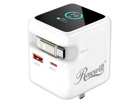 70wrb01a Rosewill W 70w Retractable Usb-c Wall Charger With Built-in Cable 3-port Gan 3 Fa