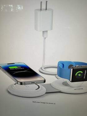 W203-rtops Rtops 654538593932 Travel Wireless Charger 2 In 1 Magnetic Foldable Model - White