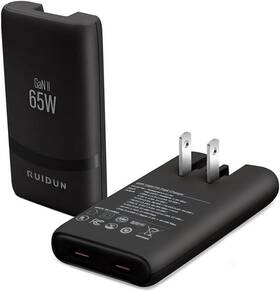 Rdus-01-ut0651c1a-01b Ruidun 65w Gan Usb C Charger Dual-port Fast Wall Pd 3.0 And Qc 4.0 Foldable Plug