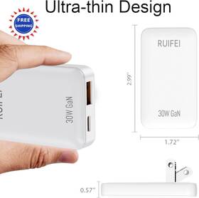 Rf030w-1c1a-01 Ruifei Foldable Dual Port Usb C Charger 30w Gan Tech For Iphone 17 Galaxy S25 Flat