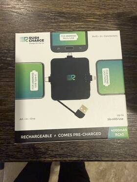 Rc40 Rush Charge 810063160463 Nib Portable Charger For Iphone Android And Type C 4000mah