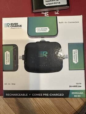 Rush Charge 810063162702 New 3 In 1 Portable Charger Type C Micro Usb Iphone Chargers 26 Hrs