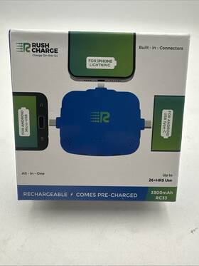Rc33 Rush Charge 810063162757 3 In 1 Portable Charger - Blue 3300mah Apple Samsung Android