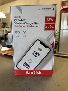 Sdiz90n256gan4le Sandisk Ixpand Wireless Charger Sync 256gb Fast Charge And Automatic Backup New