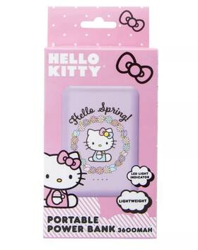 3600 Sanrio 922341021850 Hello Kitty Spring Portable Mah Power Bank By Sanrio- Charging Cable- New