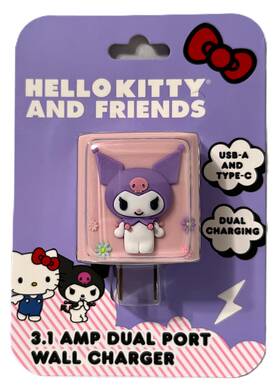 Hks25wallcrg-fb Sanrio Hello Kitty Kuromi Dual Port Wall Charger 3.1 Amp Usb A And C Brand New