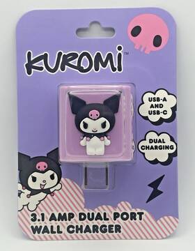 Sanrio Kuromi Hello Kitty & Friends 922341021836 Dual Port Wall Charger 3.1 Amp Usb-a And Usb-c Nib