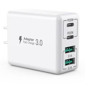 Yili-pd3507 Sccvee Usb C Wall Charger 40w 4-port Block Fast 1 Pack White