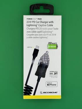 Schosche 033991087972 Scosche 20w Car Charger With Inch Lighting Captive Cable Mfi Certified