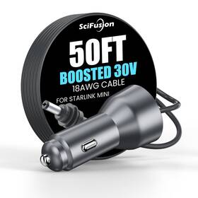 15mboost Scifusion Starlink Mini Car Adapter 12v To 30v/2a Dc 50ft 18awg Waterproof Cable Rv