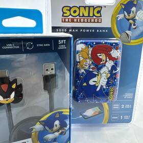 Pb22211 Sega Sonic Hedgehog Power Bank And Charging Cable Christmas Santa Gift Travel Set