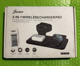 Seneo 079902129409 3 In 1 Fast Wireless Charging Pad For Iphone Apple Watch And Airpods