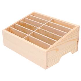 123y2v49716pg Sewacc 12- Grid Wooden Cell Phone Holder Mobile Desktop Organizer Storage Box