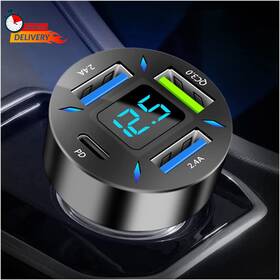 Aokdom-bk365 Shenzhen Baixas Technology Co. Ltd 5 Port Usb Car Charger 4usb Type C Compact Fast Chger Cigarette Lighter 2 Piece