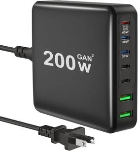 Shenzhen Hoeng Electronics Co. Ltd. 726084853539 Usb C Charger 200w 7 Ports Fast Gan Charging Station 65w Laptop