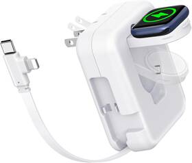 Dc091-w Shenzhenshihongyaozhuangshigongchengyouxiangongsi 2in1 Iwatch Charger 36w Retractable For Iphone Travel Wall Charg