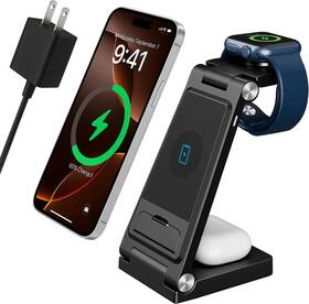 W326 Shoppal-mall 2025 Foldable 3 In 1 Wireless Charger Multi-device Fast Charging Station