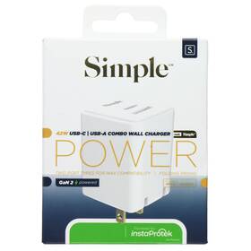 802951 Simple 42w Usb-c And Usb-a Combo Wall Charger - White