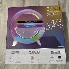 Simply Tech 810071043260 3-in-1 Multifunction Speaker Bluetooth Wireless Charger Nightlight