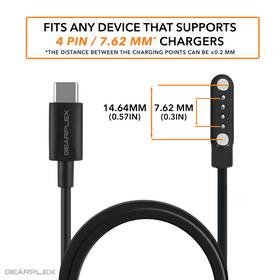 Smart Touch 765493810900 Charging Cable For Watch Models 4 Pin Type C 2 Pack