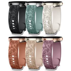 Sg6p-20mm-dh-xrkmg-01 Snblk 6 Pack Floral Engraved Bands Compatible With Samsung Galaxy Watch 7 Ban