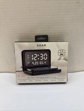 Soar 192129105398 15w Fast Change Wirelees Charging Alarm Clock Black. Brand New 2023