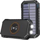 4por Solar Power Bank Flashlight 26800mah Charger Fast Portable External Battery
