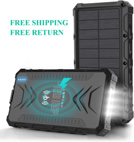 Solar Power Bank Charger 38800mah Qi Wireless Outputs 5v 3a High