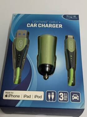Solaray 080798426541 Car Charger With 3ft Sync And Cable - Mfi-certified Brand New