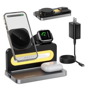 Ht-539 Solocarboy 4 In 1 Wireless Charging Station For Apple Magsafe Magnetic Foldable