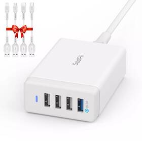 Soopii 971008014143 40w 4 Port Usb Charger Station With One Qc 3.0 For Multiple Devices
