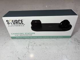 Se-413-bk Source Electronics New Wireless Charging Station 6-in-1 Multi-function Smart Phone Watch Earbuds