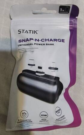Statik 100246054084 Snap-n-charge Universal Portable Charger Power Bank Battery Pack New