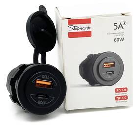 Stephanie Imports 788089172732 60w Socket Dual Usb Type C Pd 3.0 A 36w Fast Charger For Car B