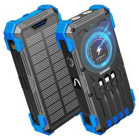 Pn-w33a-blue Sudrov Solar Charger Power Bank 42800mah Wireless Portable With Usb-c In/out