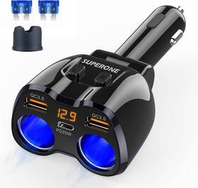 C46q Superone 2025 Upgraded Cigarette Lighter Splitter 180w 2-socket Lig