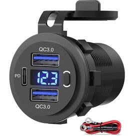 Sutn01111-1pc Sutnscw Dual Usb Quick Charge 3.0 Port And Pd C Car Charger Socket 12v Outlet