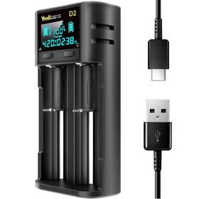 Char41-02 Swanlake 18650 Battery Charger 2 Bay Intellicharge Lcd Display For Re